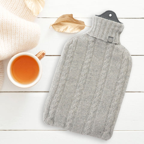 Cashmere Knit Sustainable Hot Water Bottle Grey - Wairm - Made Scotland