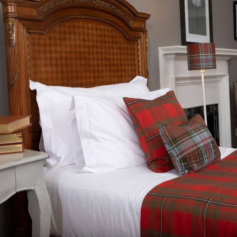 Borders MacGregor Weathered Tartan Lambswool Large Fringed Cushion Cover