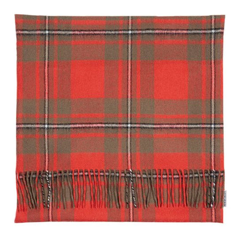 Borders MacGregor Weathered Tartan Lambswool Large Fringed Cushion Cover