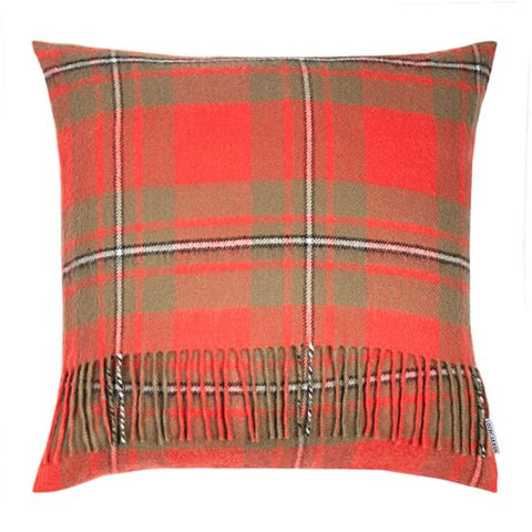 Borders MacGregor Weathered Tartan Lambswool Large Fringed Cushion Cover