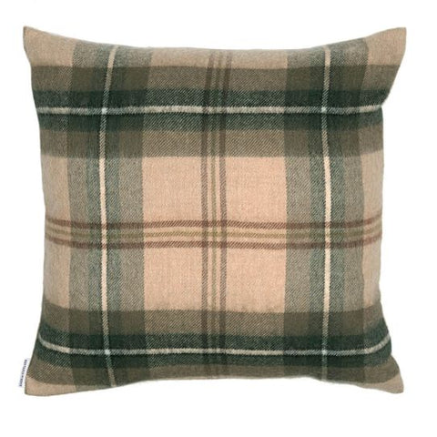 Borders Saskatchewan Weathered Canadian Tartan Lambswool Large Fringed Cushion Cover