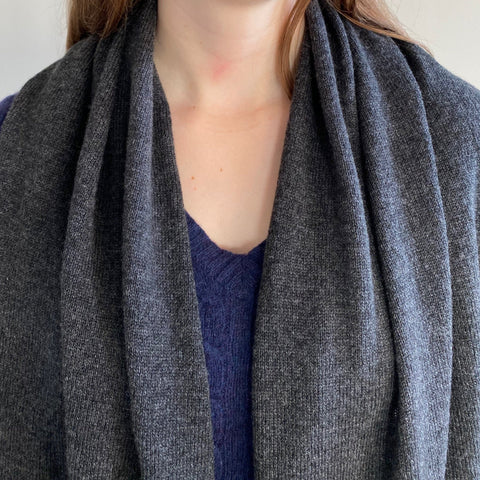 Charcoal Luxury Light Pure Cashmere Wrap - Grey - Ava Innes - Made Scotland