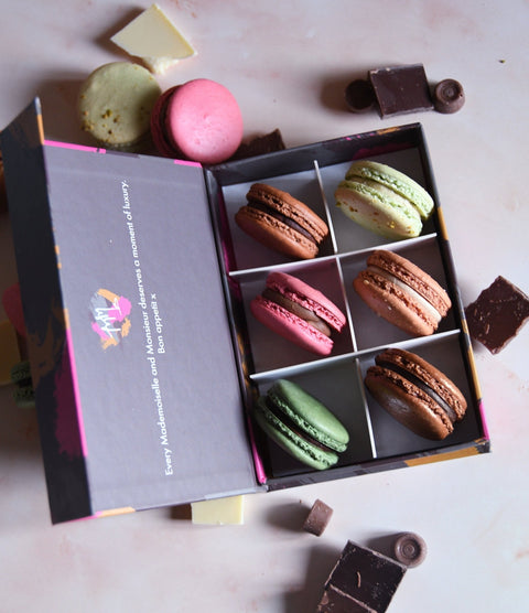 Chocolate Lover's Macaron Gift Box - 6 Macarons - Mademoiselle Macaron - Made Scotland