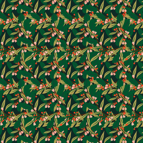 Christmas Greenery DEEP GREEN Gift Wrap & Tags - 1 sheet & 1 tag - Lomond Paper Co - Made Scotland