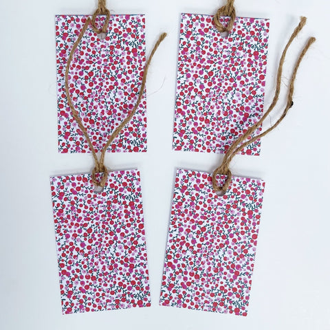 Christmas Red & Pink Berries Recyclable Wrapping Paper Set - WHITE Eco Friendly Gift Wrap and Tags - 1 sheet & 1 tag - Lomond Paper Co - Made Scotland