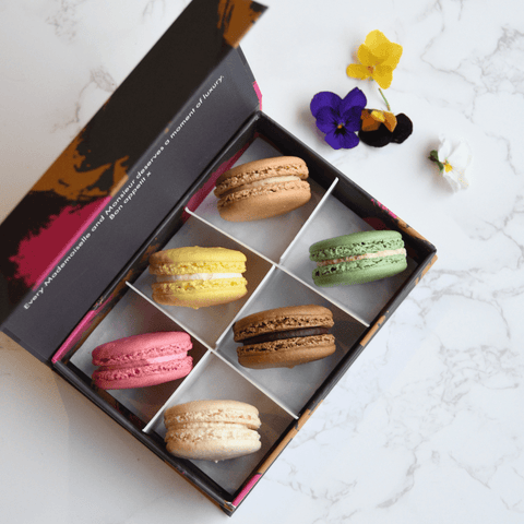 Classic Macaron Gift Box - 6 Macarons - Mademoiselle Macaron - Made Scotland
