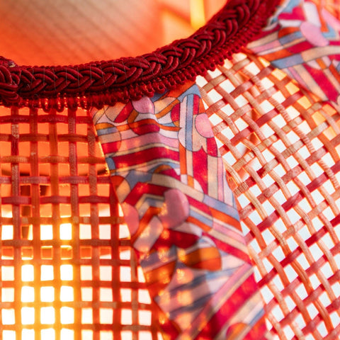 Coloured Rattan Scalloped Tiffany - Blue & Red - Small - Amanda Wells - Made Scotland