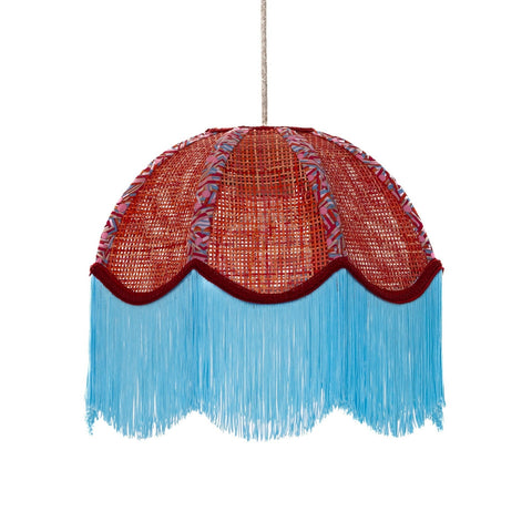 Coloured Rattan Scalloped Tiffany - Blue & Red - Small - Amanda Wells - Made Scotland