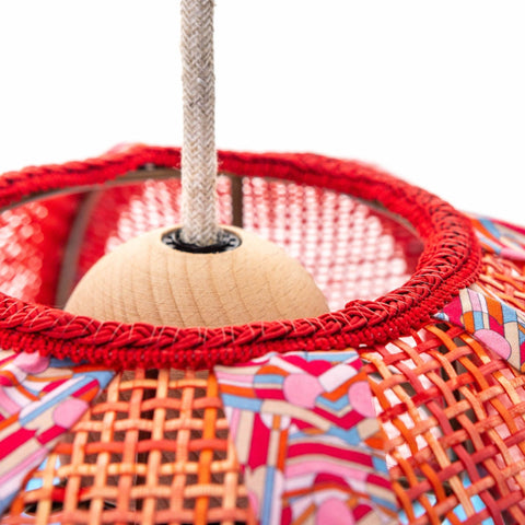 Coloured Rattan Scalloped Tiffany - Blue & Red - Small - Amanda Wells - Made Scotland