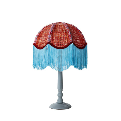 Coloured Rattan Scalloped Tiffany - Blue & Red - Small - Amanda Wells - Made Scotland