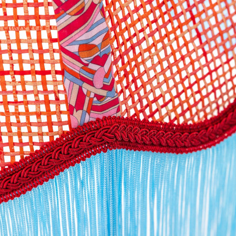 Coloured Rattan Scalloped Tiffany - Blue & Red - Small - Amanda Wells - Made Scotland