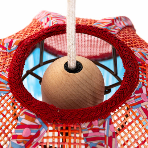 Coloured Rattan Scalloped Tiffany - Blue & Red - Small - Amanda Wells - Made Scotland
