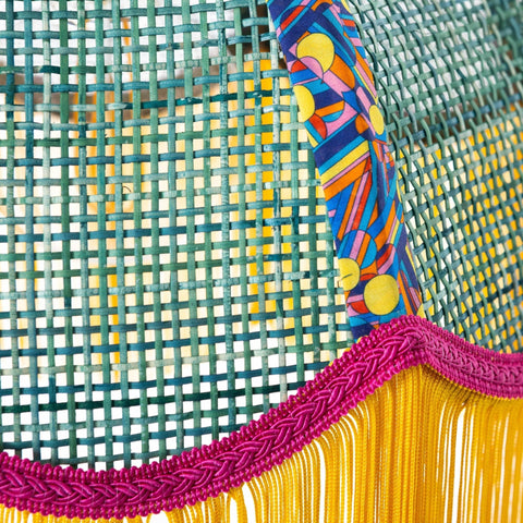 Coloured Rattan Scalloped Tiffany Collection - Yellow & Green - Small - Amanda Wells - Made Scotland