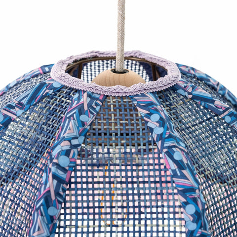 Coloured Rattan Scalloped Tiffany - Pink & Blue - Small - Amanda Wells - Made Scotland