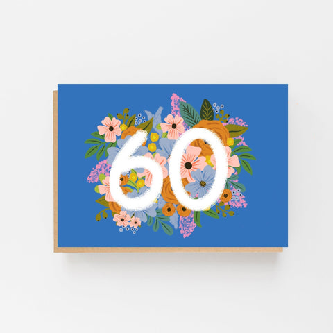 Colourful, Floral 60th Birthday Card - Lomond Paper Co - Made Scotland