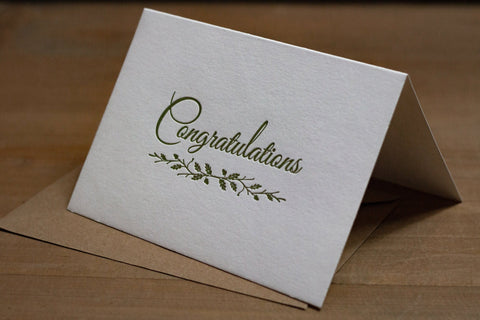 Congratulations Letterpress Notecard - The Hunter Press - Made Scotland