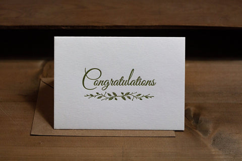 Congratulations Letterpress Notecard - The Hunter Press - Made Scotland