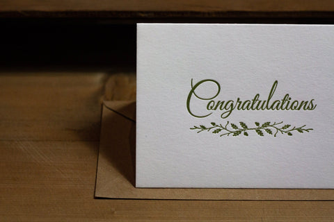 Congratulations Letterpress Notecard - The Hunter Press - Made Scotland