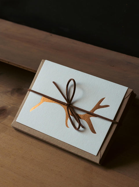 Copper Foil Stag Notecard - Pack of 8 - The Hunter Press - Made Scotland