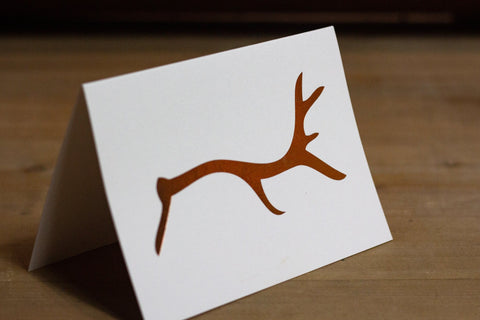 Copper Foil Stag Notecard - Pack of 8 - The Hunter Press - Made Scotland