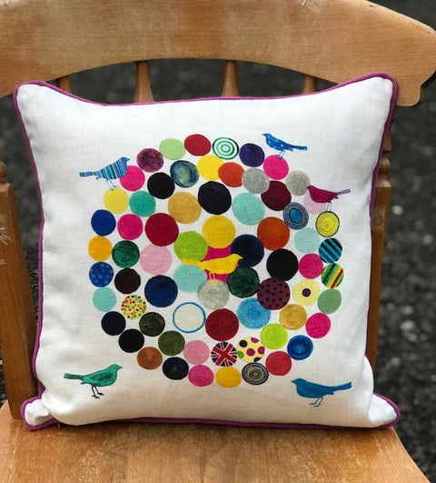 COTTON SQUARE CUSHION COVER - Balls and Butterflies - Chloe Gardner - Made Scotland