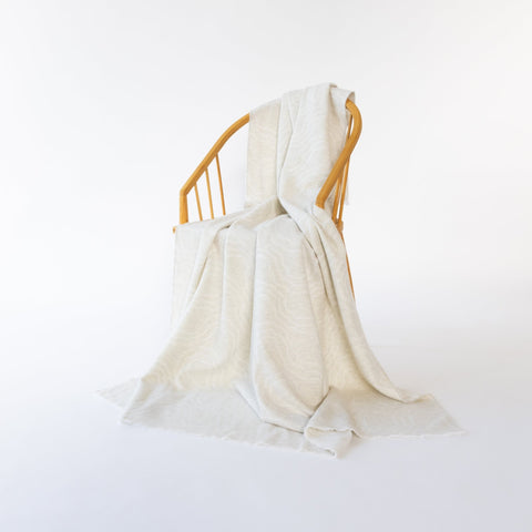 Cream Jacquard Cashmere & Merino Throw - Large - Ava Innes - Made Scotland