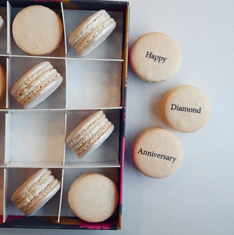 Diamond (60th) Wedding Anniversary Gift Box - 24 - Mademoiselle Macaron - Made Scotland