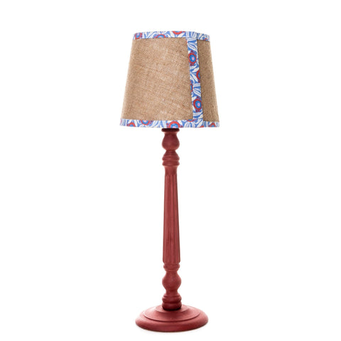 Double Sided Empire Lampshade - Hessian & Liberty Sunflower Bloom - Liberty Sunflower Bloom Blue - Amanda Wells - Made Scotland