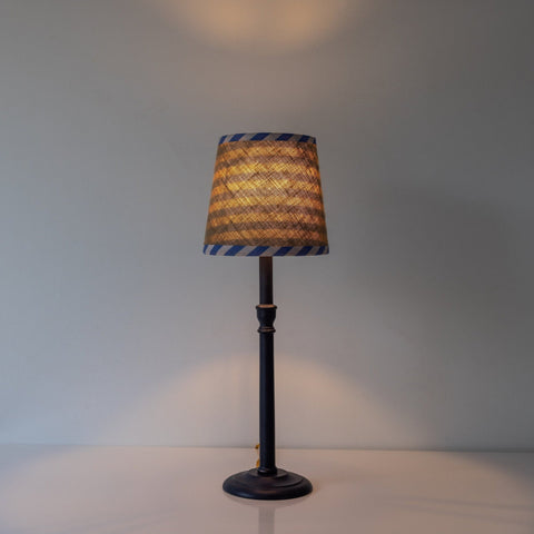 Double Sided Empire Lampshade - Hessian stripe blue and pink - Amanda Wells - Made Scotland