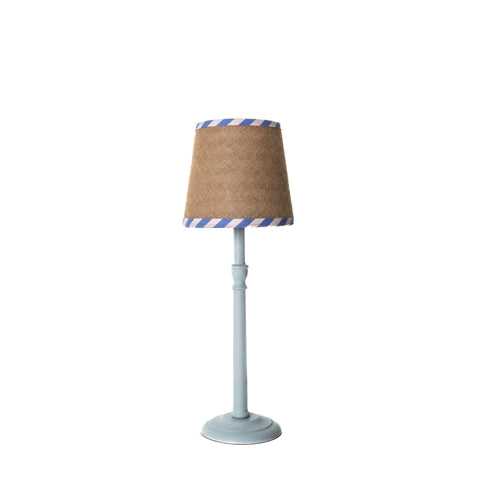 Double Sided Empire Lampshade - Hessian stripe blue and pink - Amanda Wells - Made Scotland