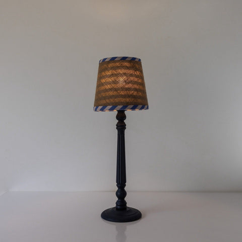 Double Sided Empire Lampshade - Hessian stripe blue and pink - Amanda Wells - Made Scotland