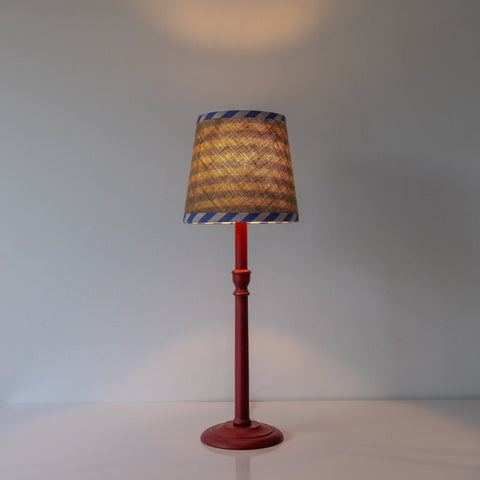 Double Sided Empire Lampshade - Hessian stripe blue and pink - Amanda Wells - Made Scotland