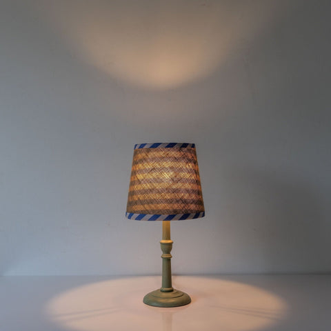 Double Sided Empire Lampshade - Hessian stripe blue and pink - Amanda Wells - Made Scotland