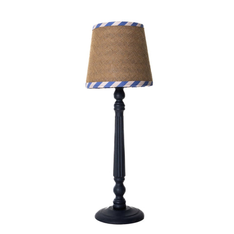 Double Sided Empire Lampshade - Hessian stripe blue and pink - Amanda Wells - Made Scotland