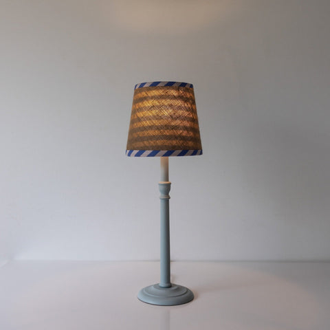 Double Sided Empire Lampshade - Hessian stripe blue and pink - Amanda Wells - Made Scotland