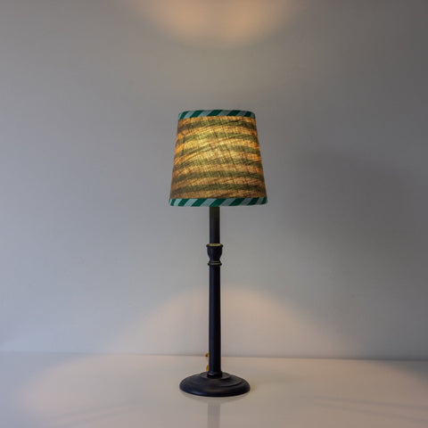 Double Sided Empire Lampshade - Hessian stripe green - Amanda Wells - Made Scotland