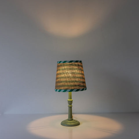 Double Sided Empire Lampshade - Hessian stripe green - Amanda Wells - Made Scotland