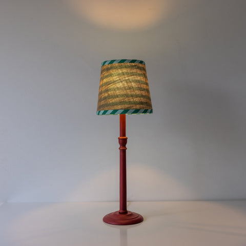 Double Sided Empire Lampshade - Hessian stripe green - Amanda Wells - Made Scotland