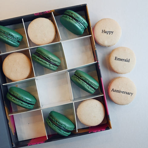 Emerald (55th) Wedding Anniversary Gift Box - 24 - Mademoiselle Macaron - Made Scotland