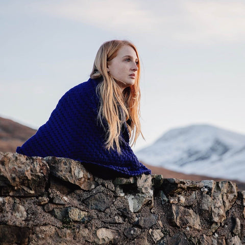 Feàrna Shawl Night Blue - EAS FORS - Made Scotland