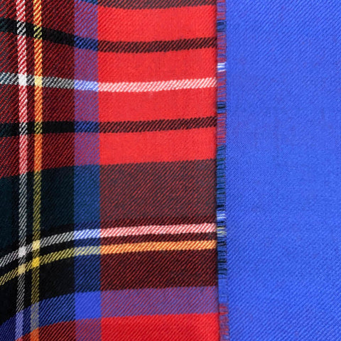 Fine Wool Double Sided Tartan Red & Blue Wrap - Red - Ava Innes - Made Scotland