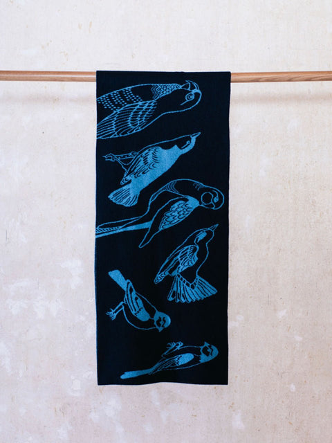 Flock Blanket Scarf - Midnight and Utopia Blue - Whirlow - Made Scotland