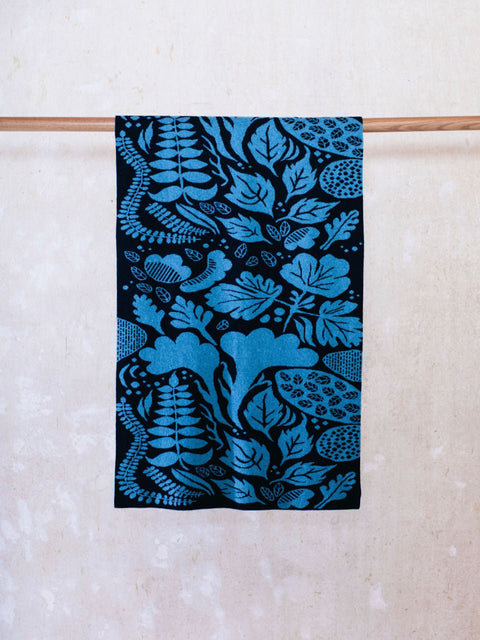 Flora Blanket Scarf - Midnight and Utopia Blue - Whirlow - Made Scotland