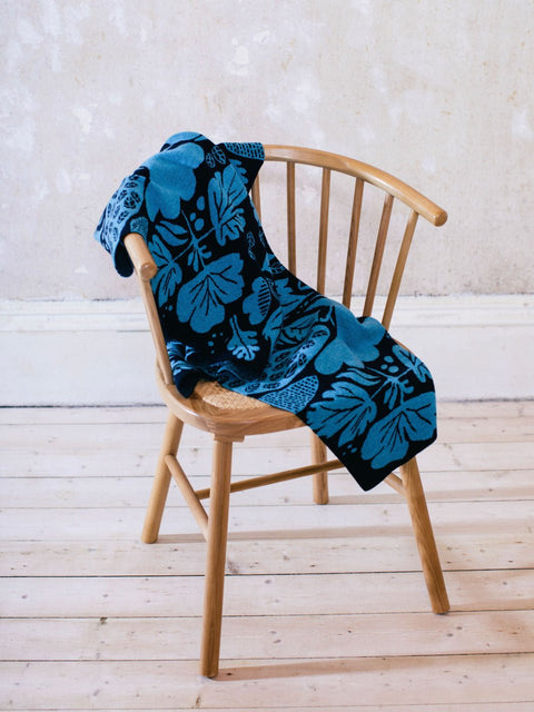 Flora Blanket Scarf - Midnight and Utopia Blue - Whirlow - Made Scotland