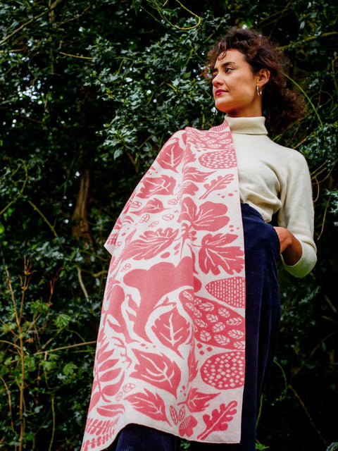 Flora Blanket Scarf - Sand Rose and Oat - Whirlow - Made Scotland