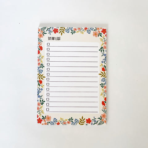 FLORAL To Do List - Notepad - Lomond Paper Co - Made Scotland