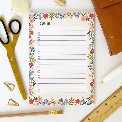 FLORAL To Do List - Notepad - Lomond Paper Co - Made Scotland