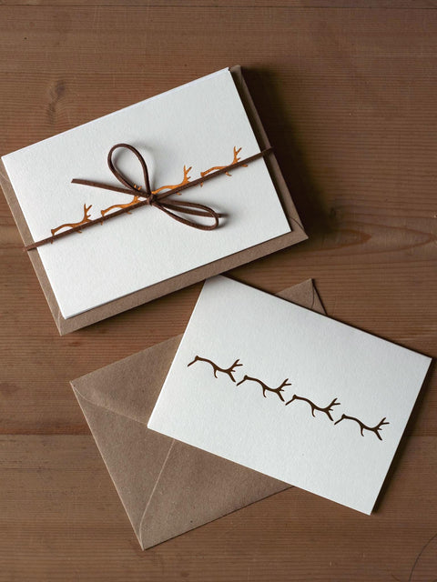 Foil Notecards - Copper Stags - Pack of 8 - The Hunter Press - Made Scotland