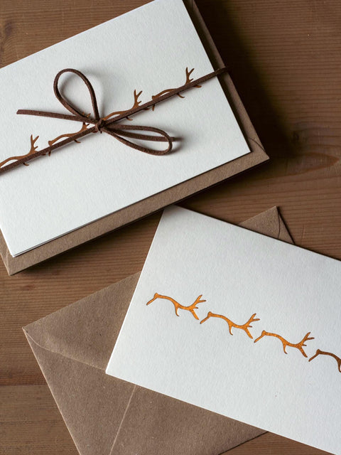 Foil Notecards - Copper Stags - Pack of 8 - The Hunter Press - Made Scotland
