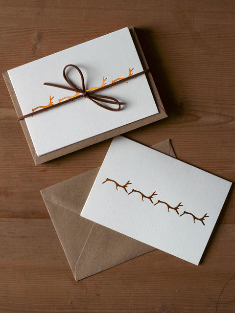 Foil Notecards - Copper Stags - Pack of 8 - The Hunter Press - Made Scotland